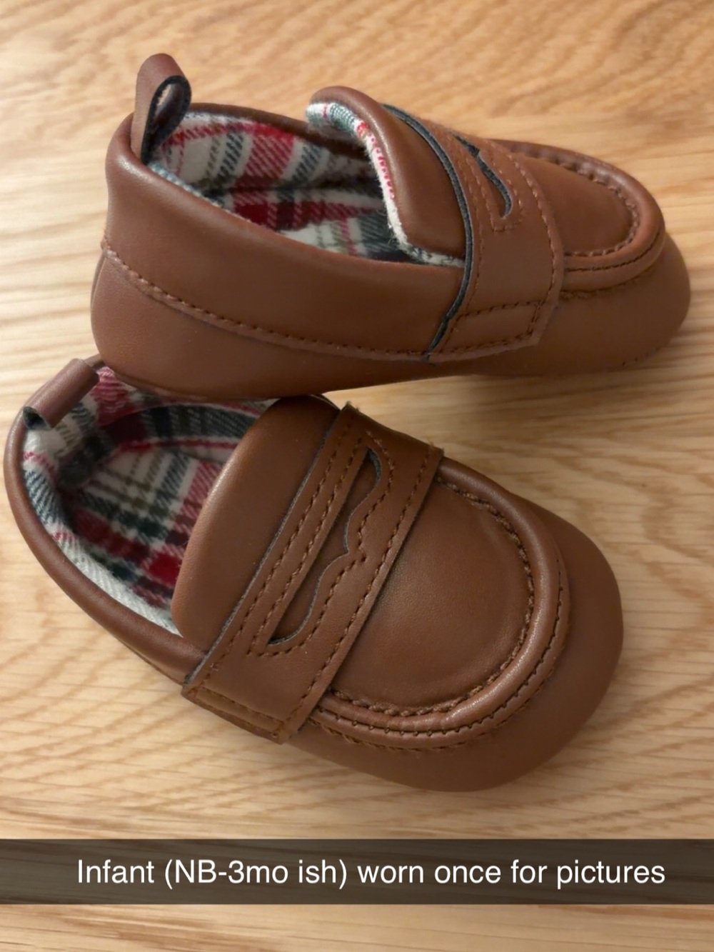 Infant Brown Leather-Look Moccasin Loafers
